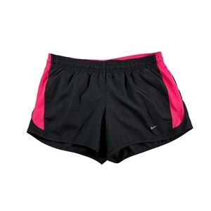 Nike Womens Dri-Fit Running Shorts Black Pink Mesh Inset Size Medium Athletic